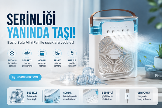 FerahSepet Buzlu Sulu Mini Masaüstü Fan